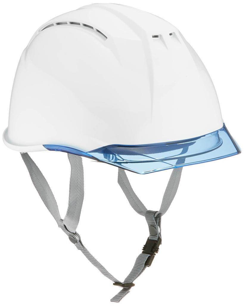 DIC Plastics Helmet with Clear Protective and Styrofoam AA11EVO-CSW Vents, Peak, Shield, Liner, White/Blue (AA11-CSW-HA6E2-A11-WH-BL)