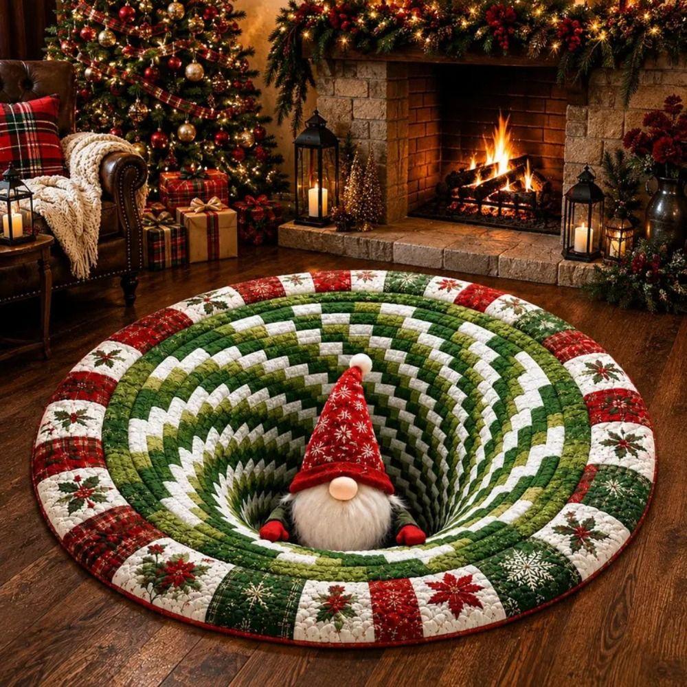 3D Special-shaped Christmas Round Carpet Imitation Cashmere Santa Claus Floor Mat  Home Decor
