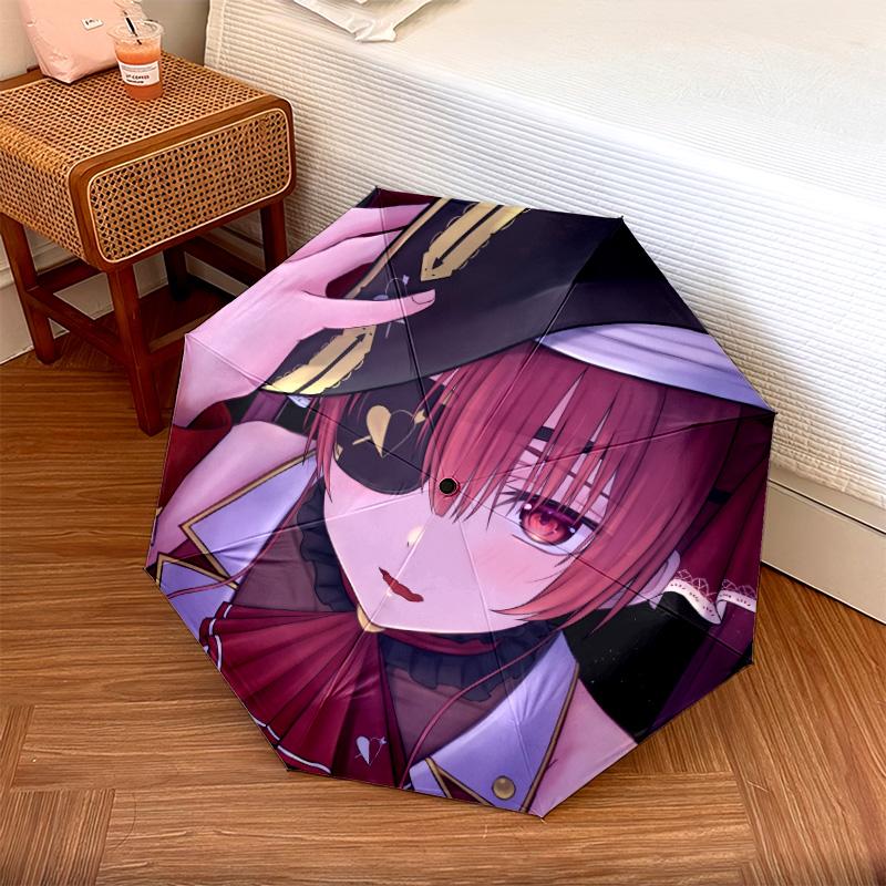 Houshou Marine  Pattern, Automatic Folding Umbrella, Portable and Foldable Design, 8 Ribs, a Christmas or Birthday Gift.