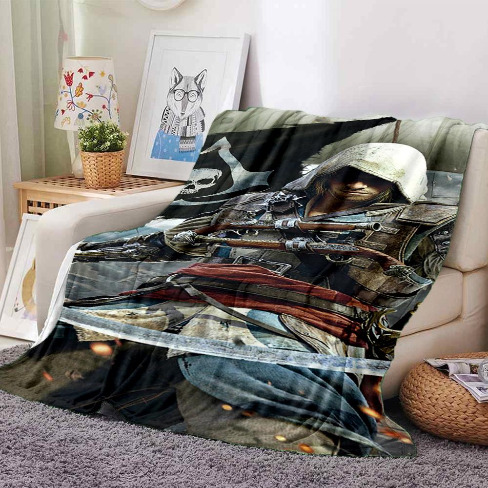 Coperta stampata con tema Assassin's Creed - Perfetta per divano, letto, viaggi e uso all'aperto | Lavabile in lavatrice, accogliente e resistente.