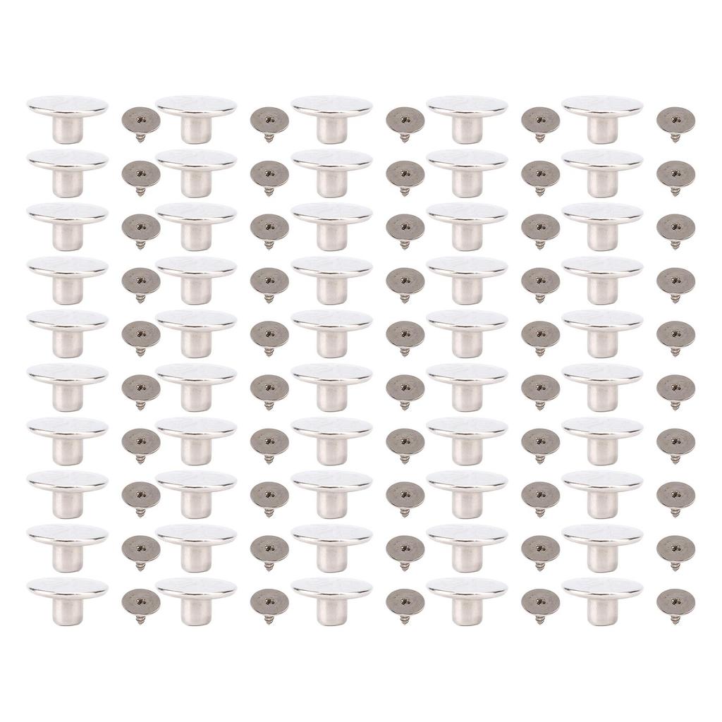 50 Set 17mm Pants Button Stainless Steel Silver Decorative Button with Tip Crossing Screw for