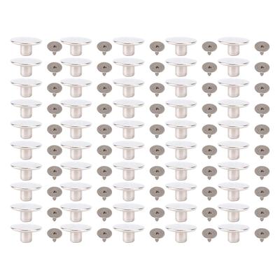 50 Set 17mm Pants Button Stainless Steel Silver Decorative Button with Tip Crossing Screw for