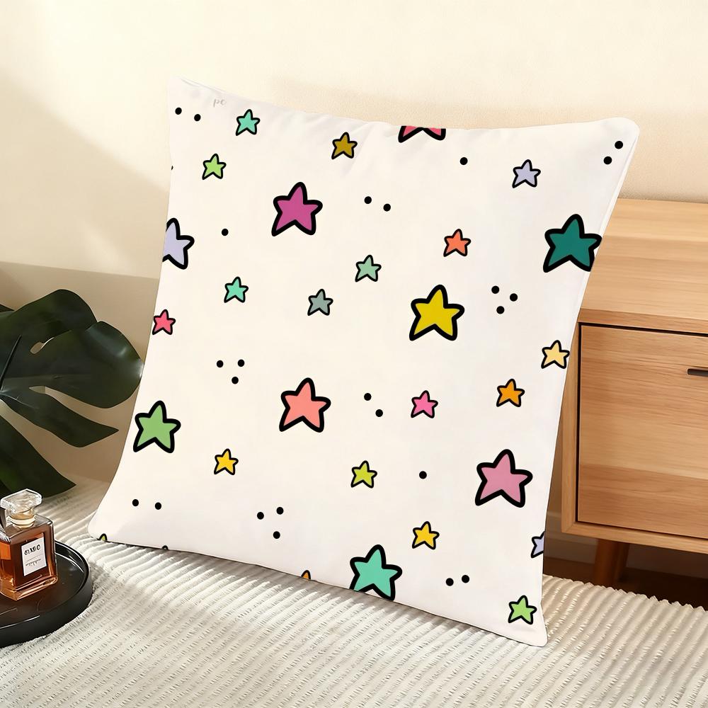 rainbows and hearts Cushion Cover Soft Short Plush Pillow Cover Smooth Cozy Texture Aesthetic Cushion Case Home Decor
