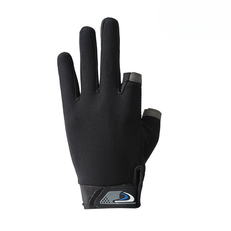 New Spring and Summer Thin Gloves Outdoor Fishing Sun Protection Dew Two Fingers Luya Mesh Breathable Half Finger Fishing Gloves