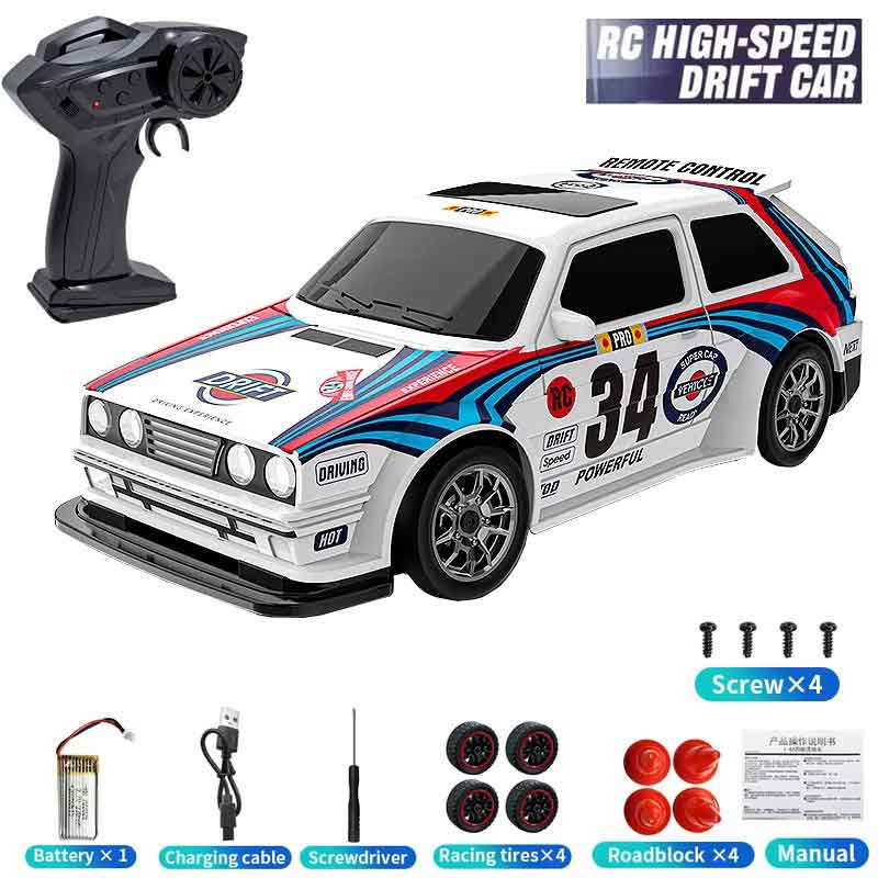 KF34 1/43 High Speed Drift RC Car With Light 2.4G 4WD Remote Control Cars Mini GTR Racing Model For Boys Kids Toy Gifts