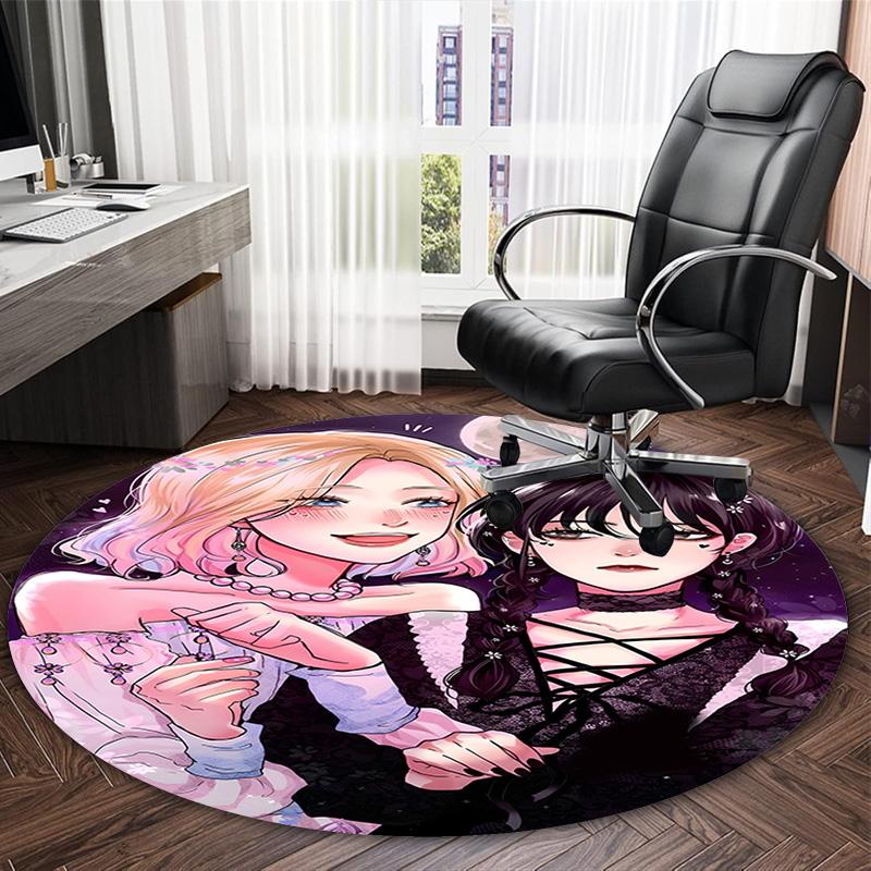 1pc Addams Family Wednesday6 Print Round Carpet Chair Round Carpet Suitable for Bedroom Living Room Home Decorative Carpet