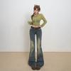 American retro low-rise Spice Girl flared pants nostalgic micro-elastic autumn and winter versatile slim and thin jeans women