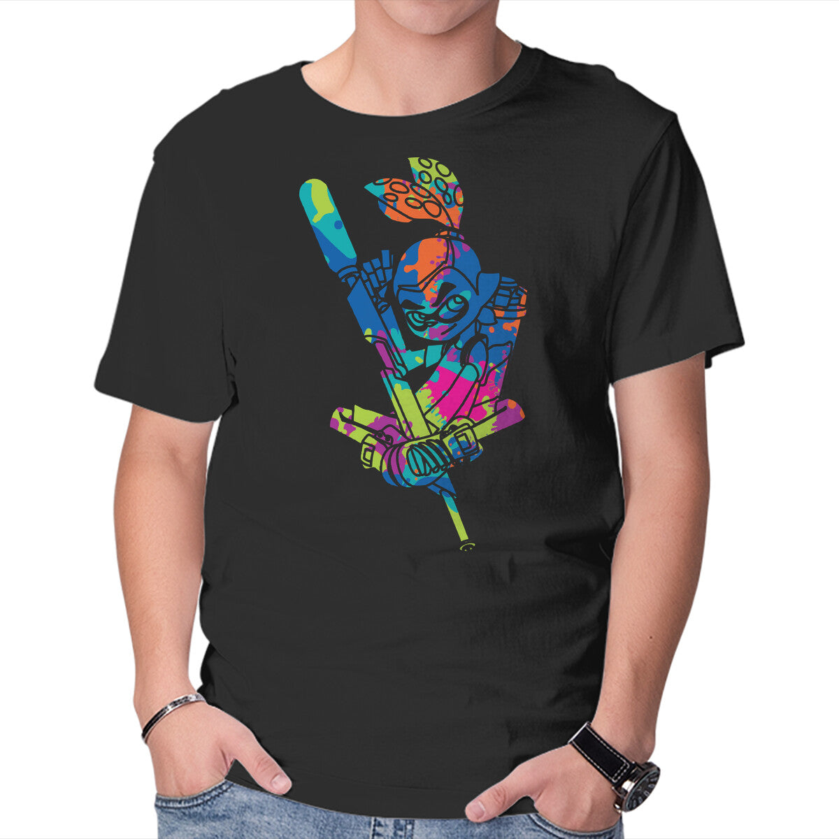 Unisex Crew Neck T-Shirt Splatter Boy Graphic Short Sleeve Casual Tee XXL