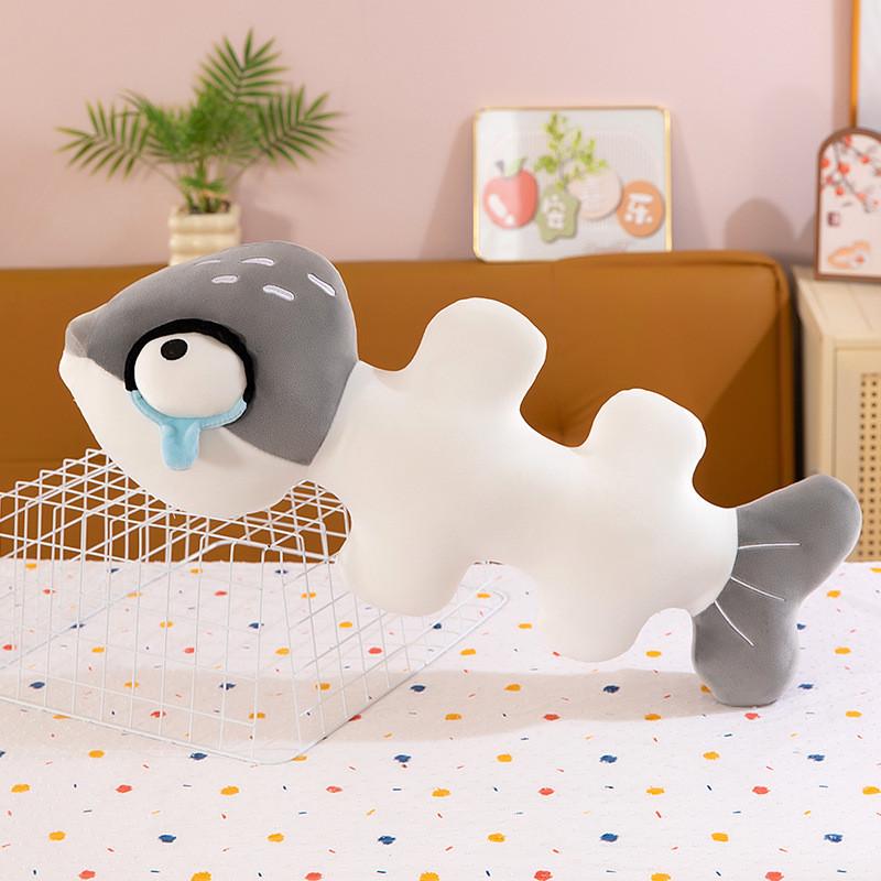 Fish Bone Design Plush Pillow With Pp Cotton For Home Lounge And Giving Gift