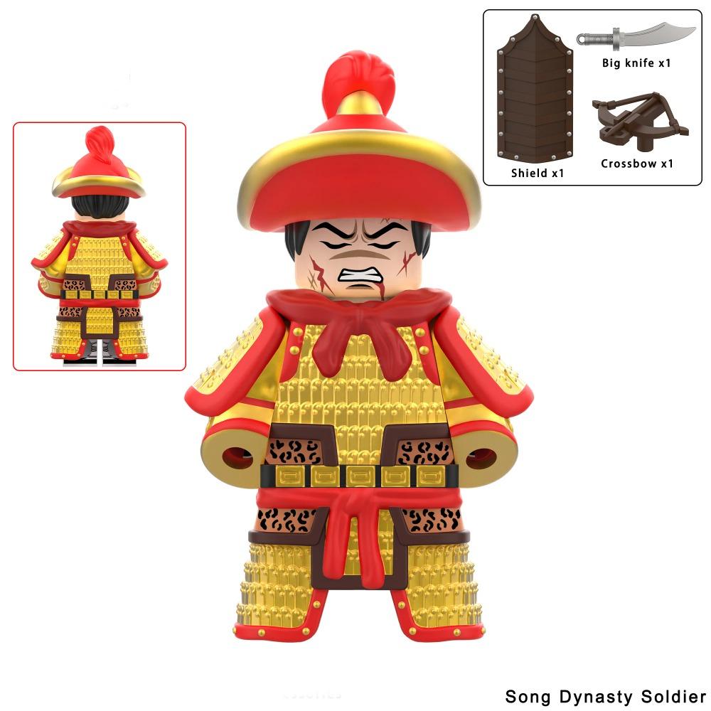 1pcs Ancient Chinese Hero Yue Fei General Military Armor Soldier Action Figures Building Block Sword Helmet DIY Brick Toy Gift