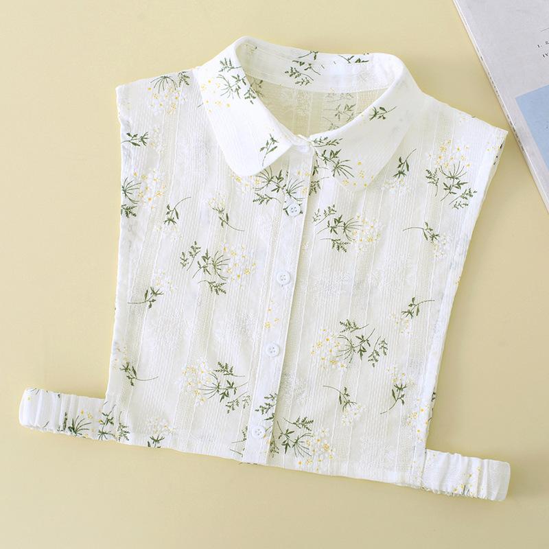 Women Cotton Printed Detachable Lapel Fake Collar Shirt White Ruffles False Collar Woman Removable False Blouse Nep Kraagie