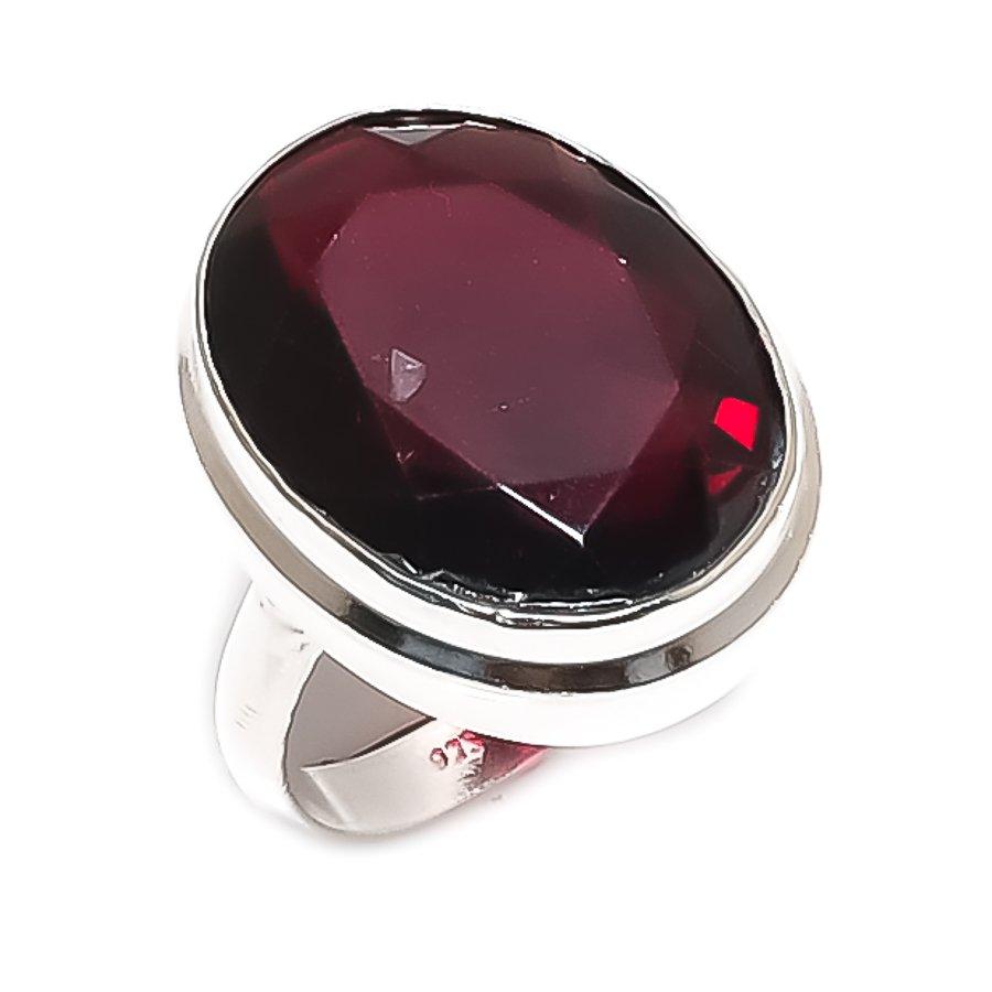 Natural Garnet Gemstone Handmade 925 Sterling Silver Jewelry Ring Size 6.5 f3A12