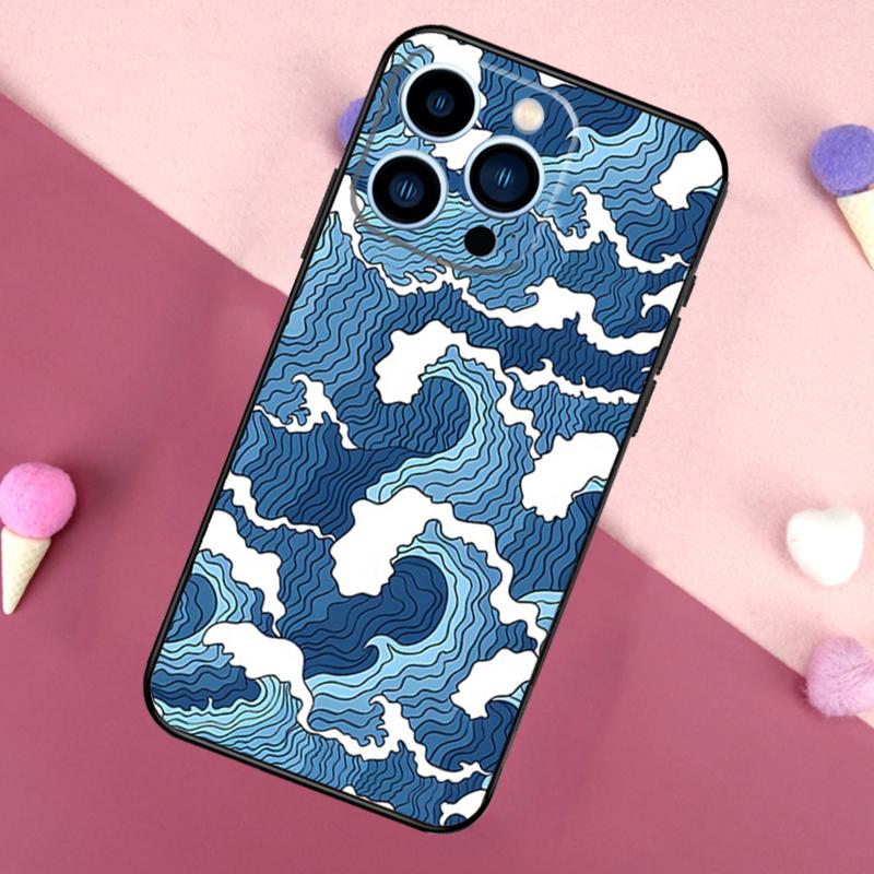 Japanese Style Floral Texture Case For iPhone 16e 16 15 Pro Max 11 12 13 Mini 14 15 Pro Max 15 Plus XR Phone Back Cover