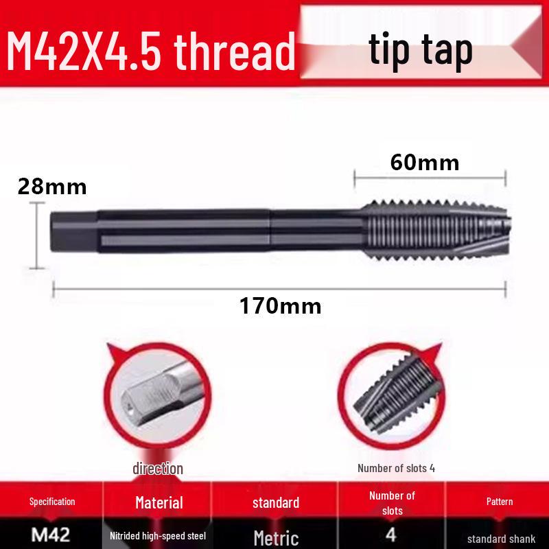 Cobalt Nitride Spiral Tap for Stainless Steel (Drill Bit: M4, M5, M6, M8, M10)