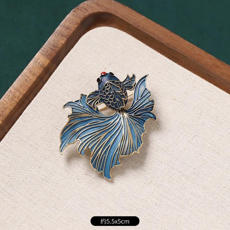 Chinese imitation burnt blue point green brooch women's retro temperament pin classical cheongsam placket corsage accessories