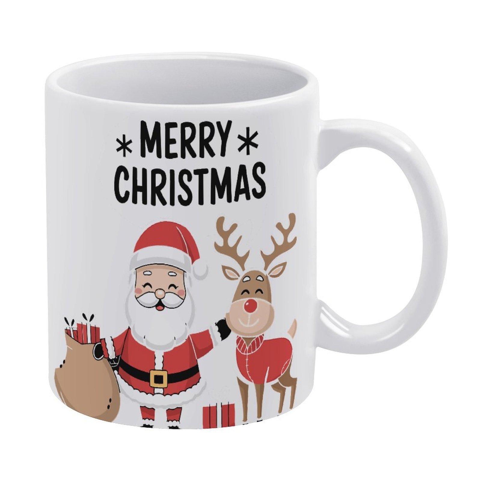 

11oz White Coffee Mug with Printed Areas on Both Sides, Glossy Ceramic and Comfortable Grip, Suitable for Home or Work білий