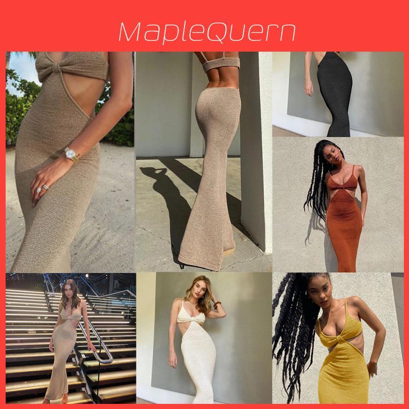 Spaghetti Maxi Dresse Strap Hollow Out Bodycon Dress Backless Cut Out Wrap Dress