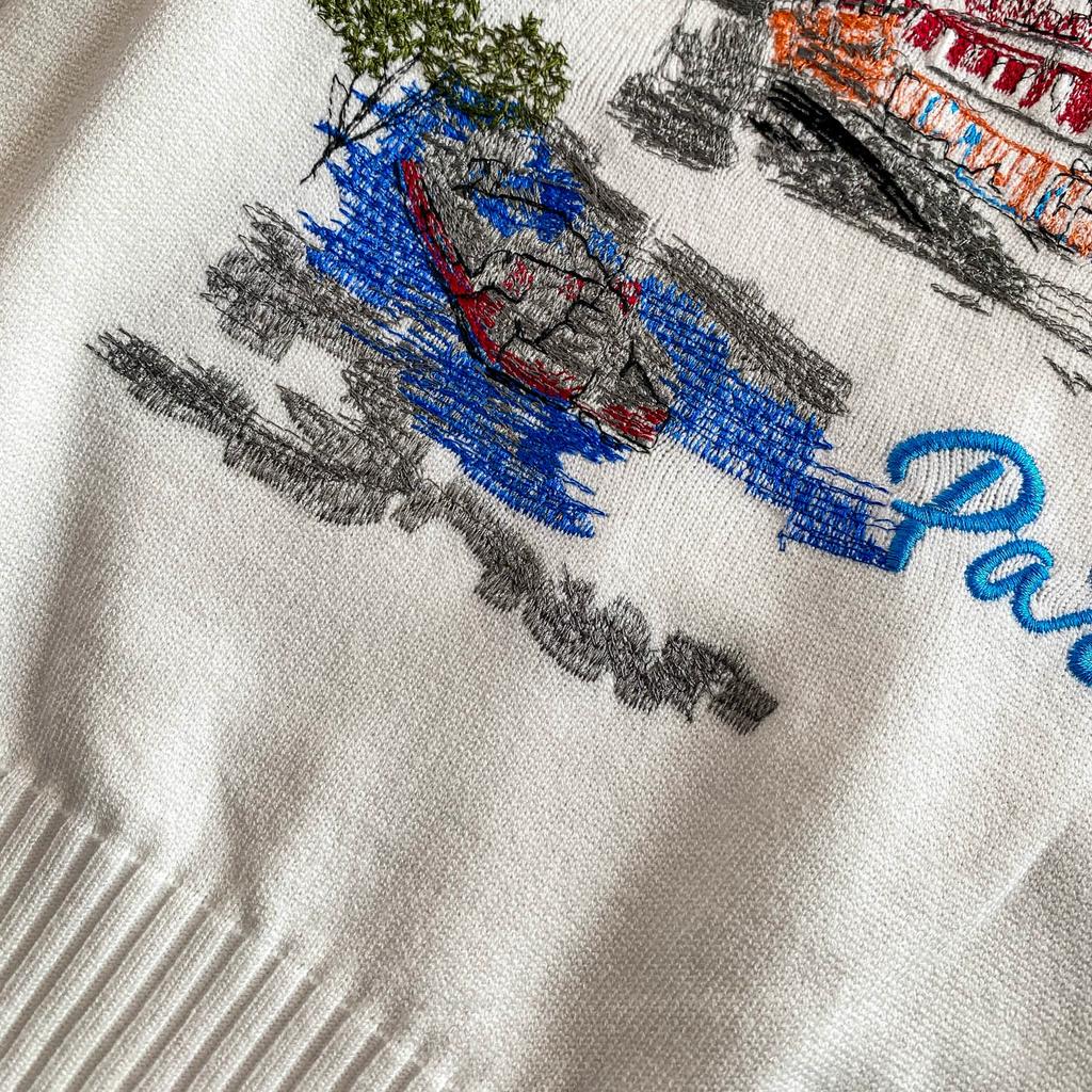 Autumn Winter Women O-neck Embroidery Flower Knitted Sweater Pullover Tops for School Girl