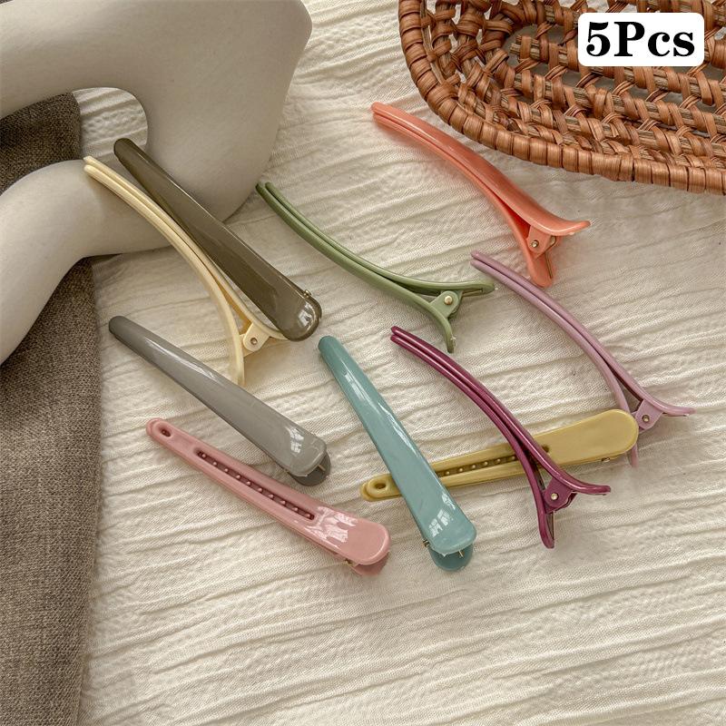 5Pcs Solid Color Duckbill Clip For Women Girls Sweet Colorful Fix Hairpin  Side Bangs Hair Clip Headwear Hair Accessories