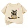 Summer Kid Teen Tshirt Short Sleeved Cartoon Owl Print Comfortable Casual Tops Tees Children's Clothing Boys and Girls T-shirt