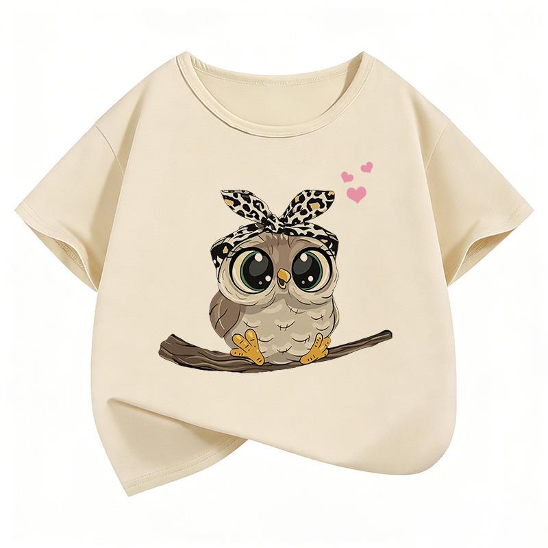 

Summer Kid Teen Tshirt Short Sleeved Cartoon owl Print Comfortable Casual Tops Tees Children s Clothing Boys and Girls T-shirt 100