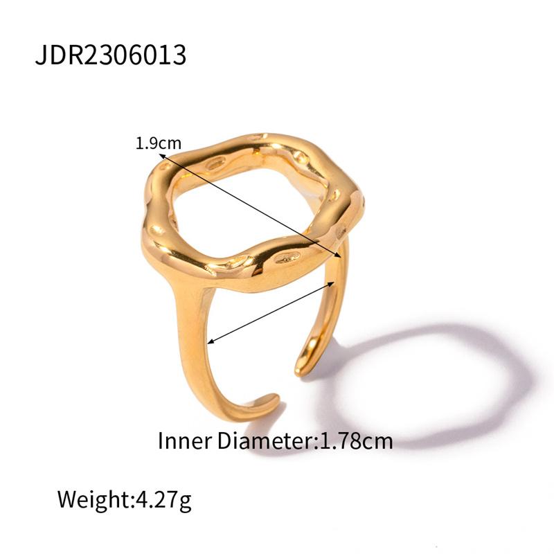 Fashion Vintage Unique Circle Motif Ring Melted Texture Detail For Women Gold Color Texture Temperament Jewelry Gift Wholesale