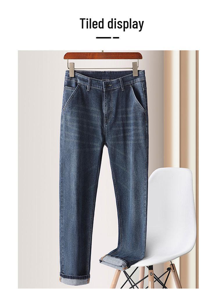 2025 Autumn/Winter Men's High-End Loose Straight Leg Jeans - Casual High-Waisted Pants