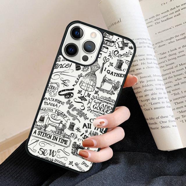 Sewing Machine Pattern Phone Case Back Cover for iPhone 17 Air 16 15 14 13 11 12 Pro Max Plus Fundas Coque