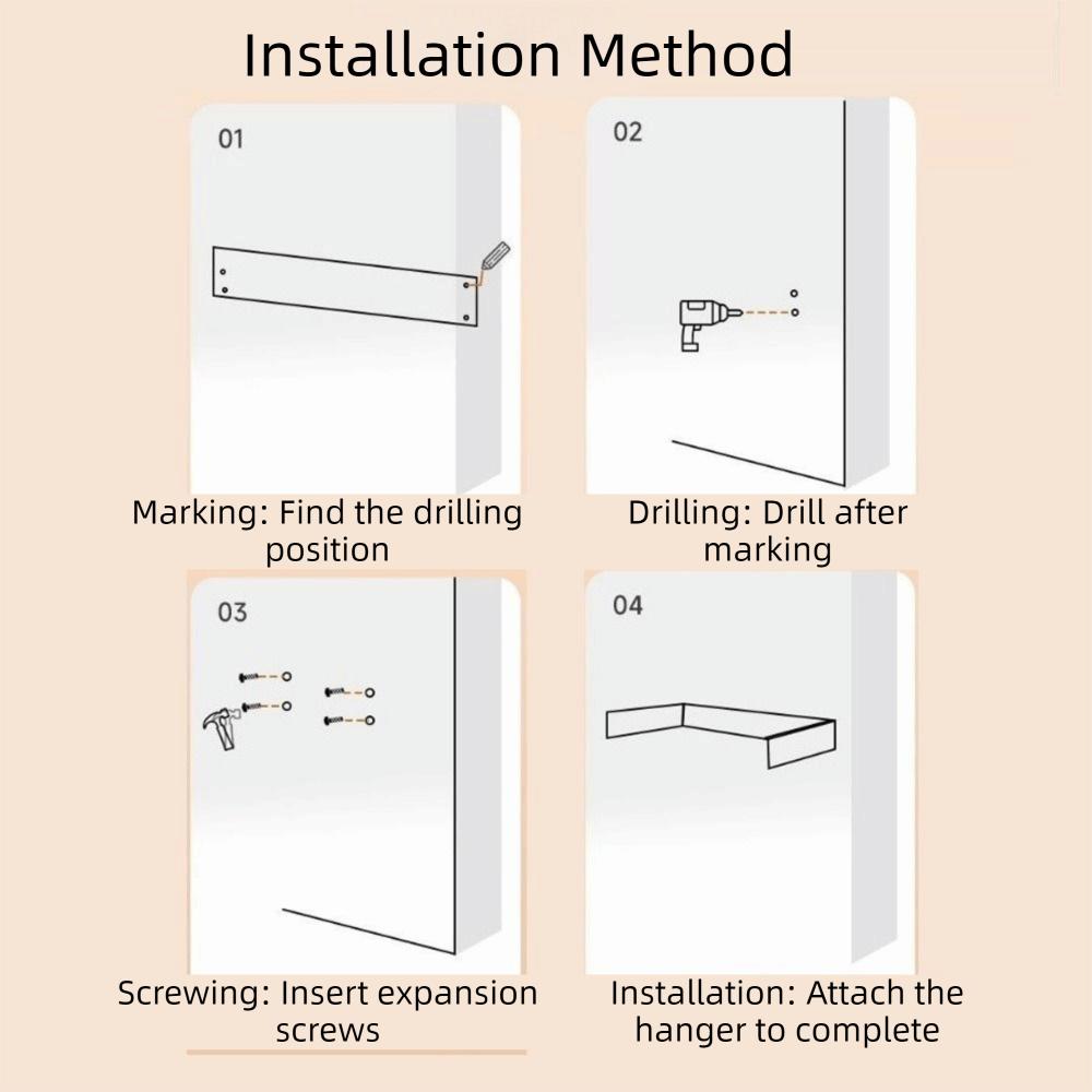 Carbon Steel Invisible Clothes Drying Rack 60CM 5 Rods Folding Clothes Hanger Space Saving Wall Mounted Hidden Drying Rack