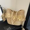 Summer Popular Grass Woven Bag, Women's Tassel, Niche Woven Bag, Shoulder Bag, Large Capacity Beach Vacation Tote Bag