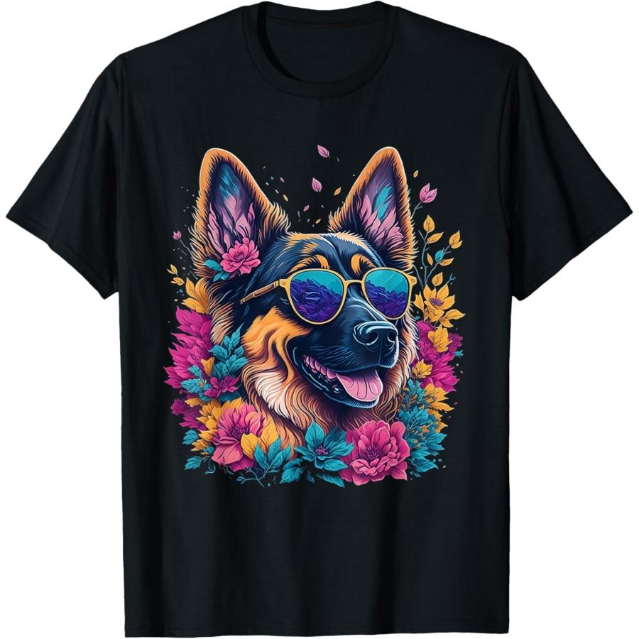 

Flower German Shepherd Spring Nature dog Lovers For Women T-Shirt XXXXXL чорний