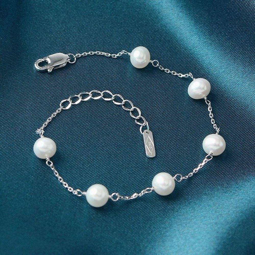 

Silver Thin Layered Freshwater Pearl Chain Bracelet Freshwater Pearl Bracelet 925 Silver Bracelet Silver 925 Bracelet Silver Bracelet