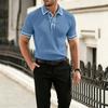 Men Short Sleeve Polo Shirt Trim Ribbed Knit Button Down Collared Casual Top for Summer Daily Wear Office