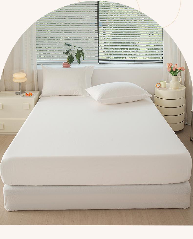 Clever Plan 100% Cotton Thickened Solid Color Fitted Bed Sheet