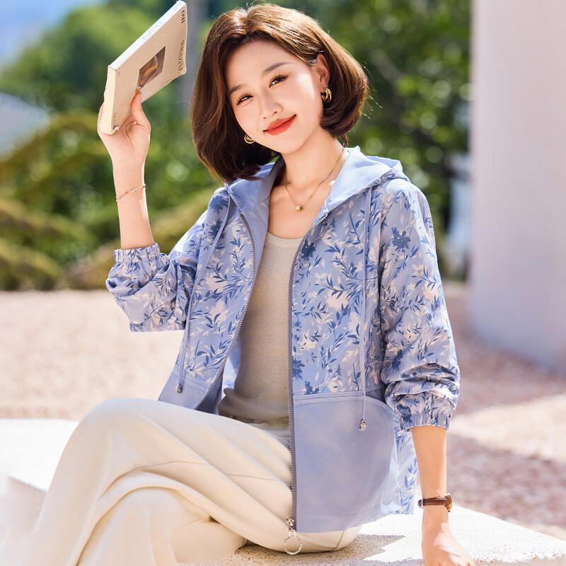 

Mid-Age Women s Casual Hooded Windbreaker Jacket 4XL