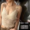 Beautiful Back Sling Vest with French Lace Thin Shoulder Chest Wrap Tube Top Fixed with Chest Pad Integrated Triangle Cup
