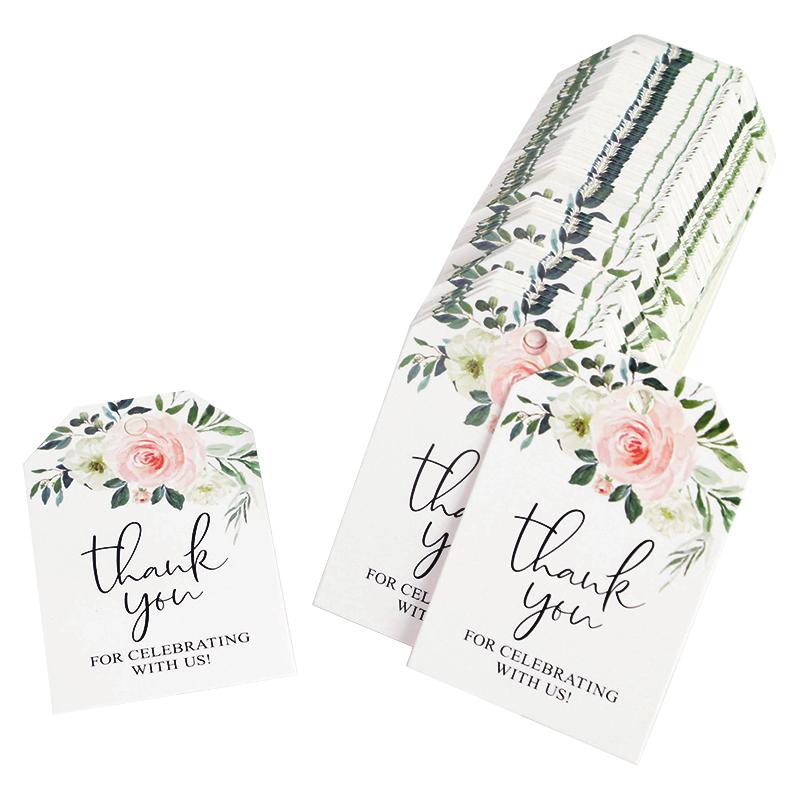 50Pcs Thank You For Celebrating With Us Tags Paper Gift Tags for Wedding Bridal Shower Birthday Party Decorations Baby Shower