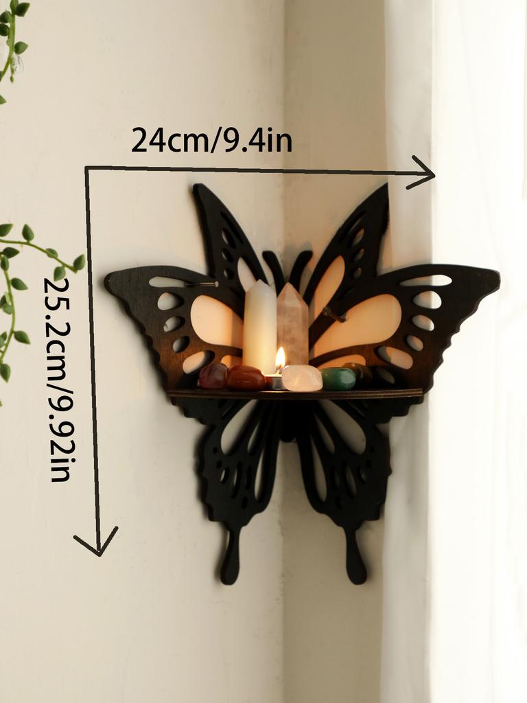 Lotus Crystal Corner Shelf Crystal Shelf Display Black Wooden Wall Shelves Essential Oil Shelf Witchy Decor Aesthetic Spiritual