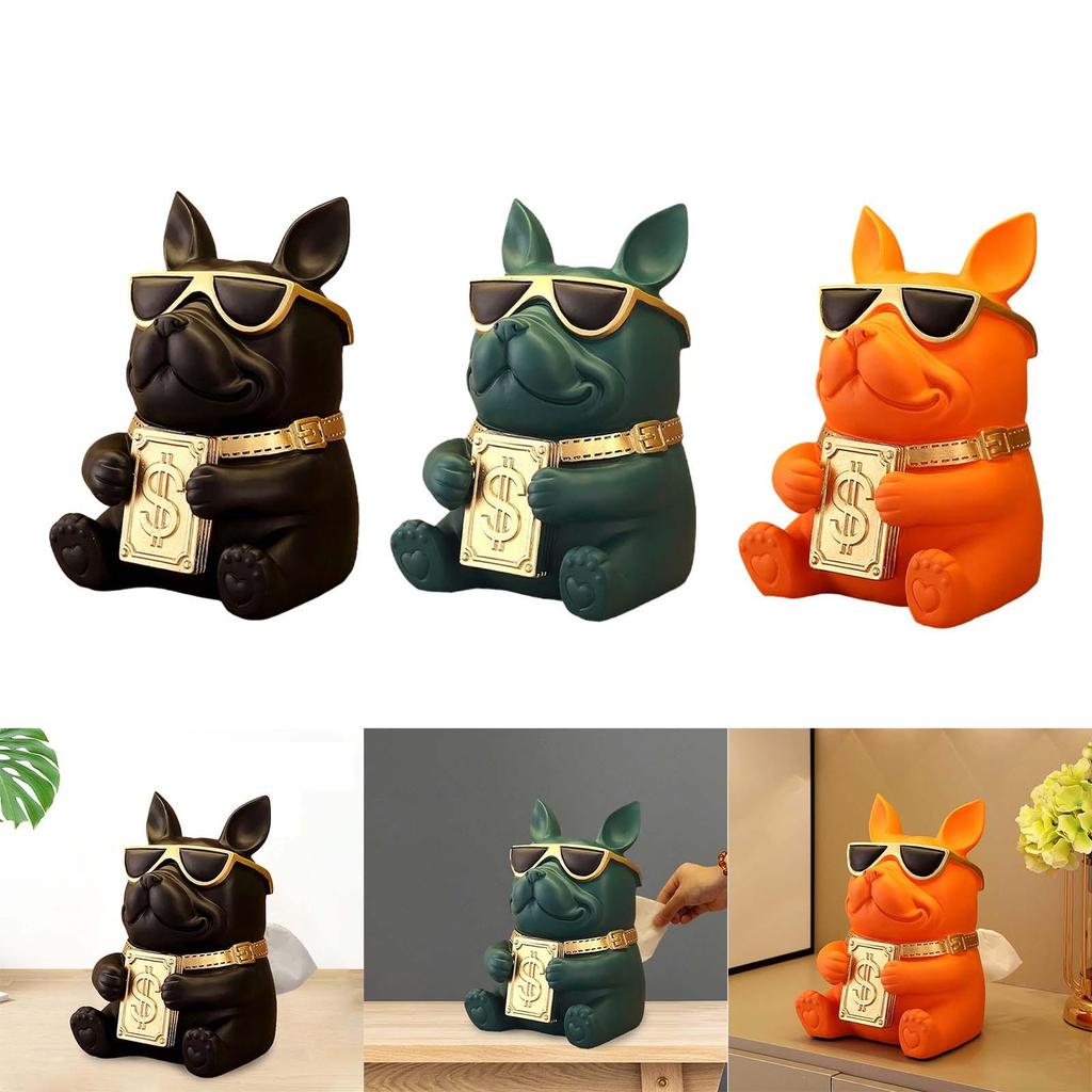 Tissue Box Holder Figurine Ornament Creative Dispenser Resin Sculpture for Desk Dining Room