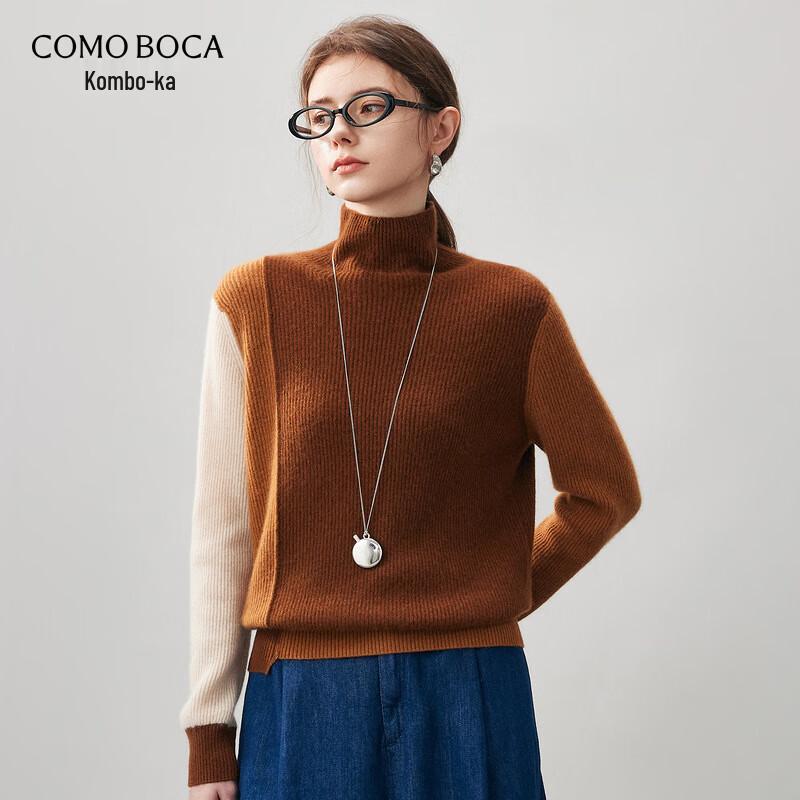 

Comon Boca Women s Color-block Cashmere Turtleneck Sweater S