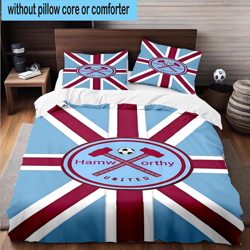 3PCS Football Club Ham-worthy Homes Bedding Set,Including 1pc Duvet Cover And 2pcs Pillowcases Perfect for Bedroom, Dormitory, Fan Christmas Gift
