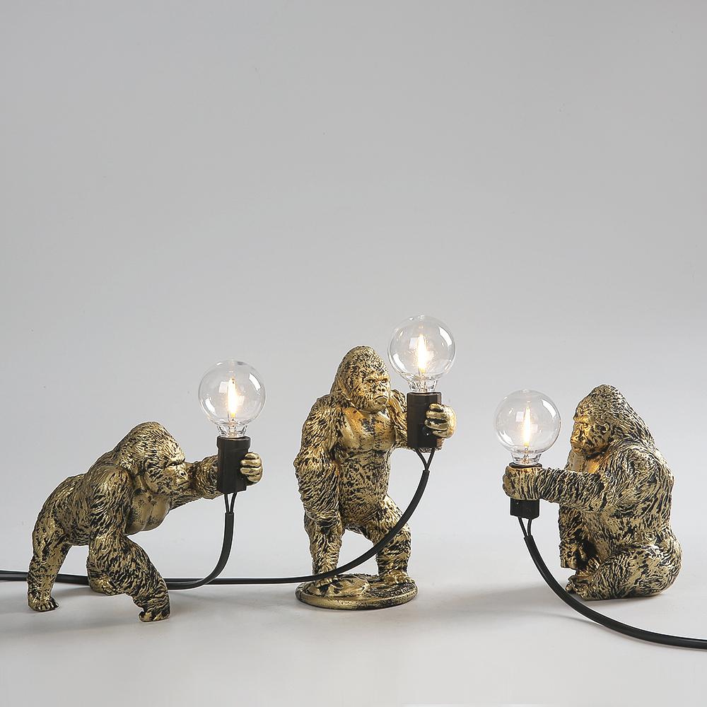 King Kong Gorilla Tier Tischlampe Innendekoration aus Kunstharz Kleine Nachtlichter Kreatives Babyzimmer Geschenk Tischdeko Lichter