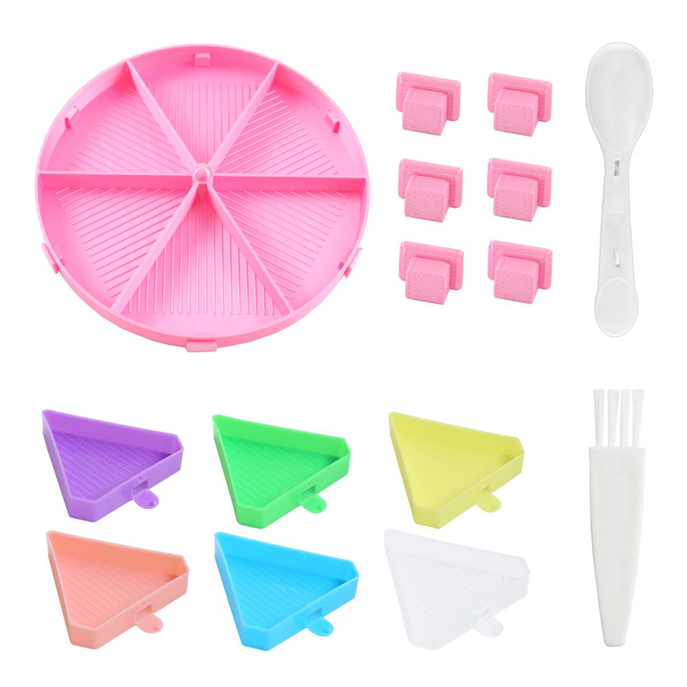 

New 6 Grids Circular Rotating Stackable Diamond Painting Tray Kits With Removable Colorful Storage Tray Diamond Bead 16x16cm