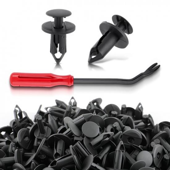 100pcs New 8mm Hole Plastic Rivets Fastener Push Clips Black For Car Auto Fender