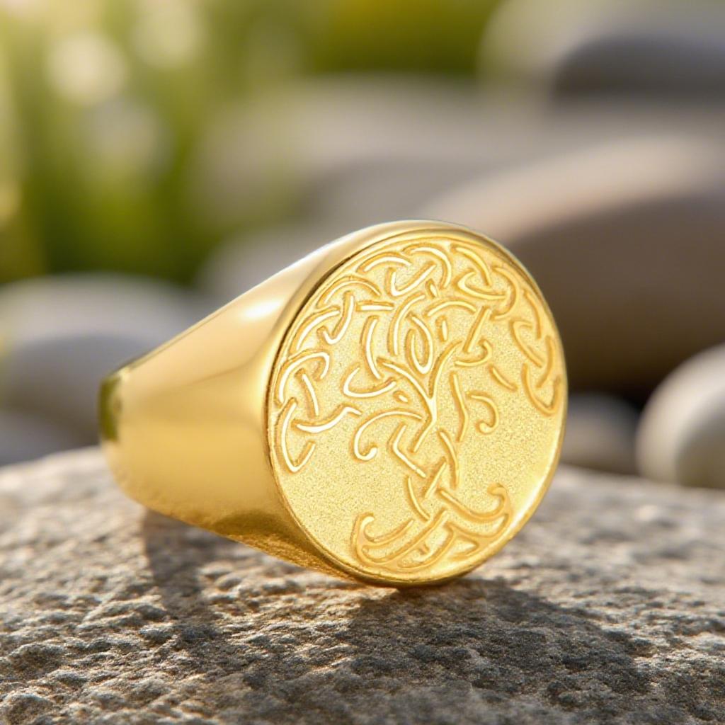 Yggdrasil Tree of Life Ring Triquetra Norse Mythology Stainless Steel Men Jewelry Protection Talisman Gift