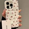 Schattige Kersen Vouwen Textuur Telefoonhoesje Voor iPhone 16 15 12 11 Pro Max 13 14 Pro Plus Schokbestendig Antislip Zachte Cover Shell Fundas