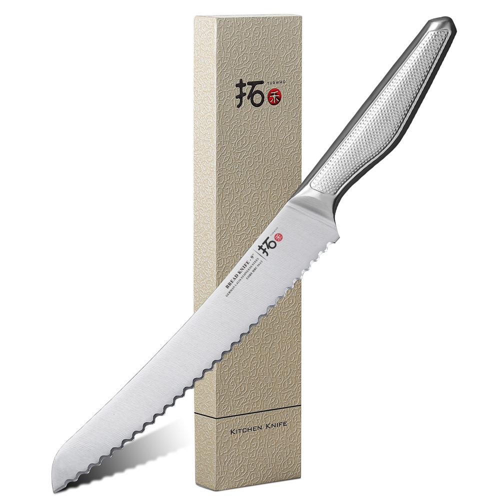 TURWHO 9 Inch Professional Bread Knife High Carbon German 1.4116 Stainless Steel Kitchen Chef Knives Cheese Cake Cutter Tools