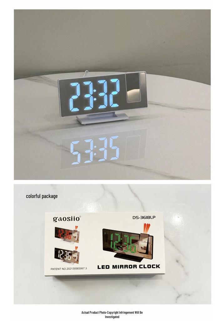 2026 Modern Minimalist LED Mirror Projection Clock with Temperature Display