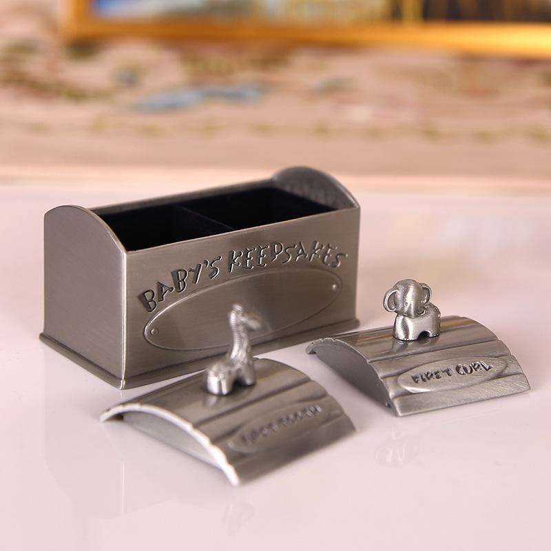 Creative European mini child fetal hair baby teeth storage box metal high-end baby fetal hair teeth collection storage box
