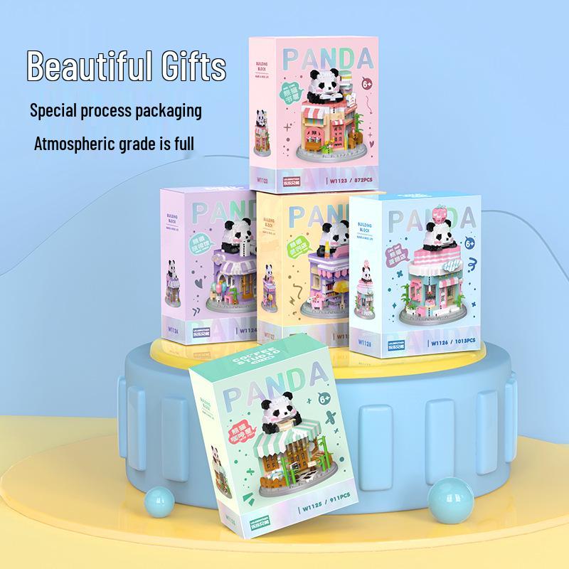 Panda House Street View Micro-Blocks - Compatible with Lego, Perfect Children's Day Gift Toy